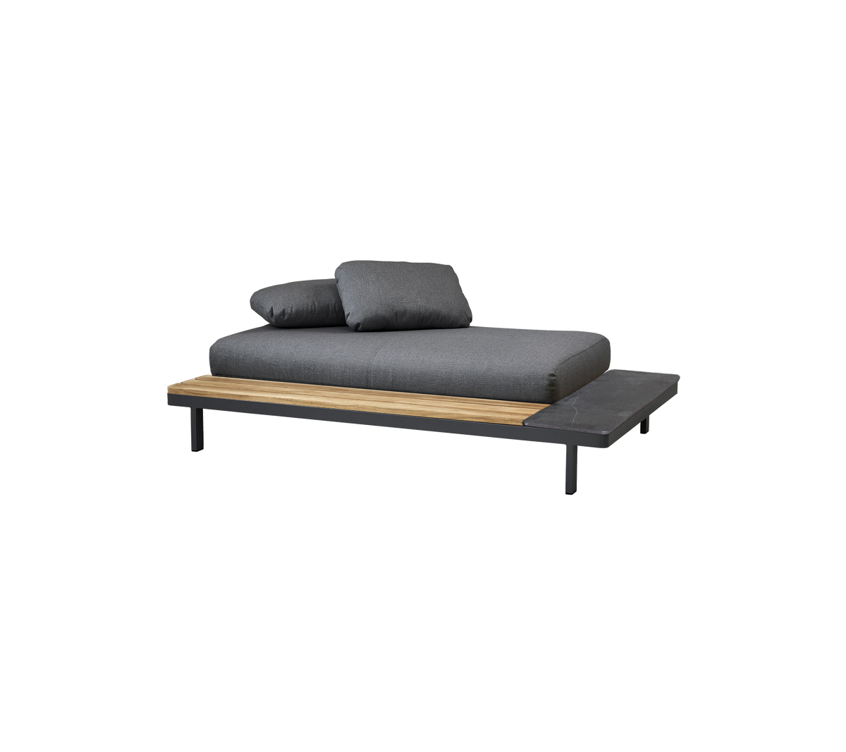 Cane-line Space 2-seter sofa, AirTouch – Grey, AirTouch m/QuickDry & Airflow / Teak / Fossil black, keramikk