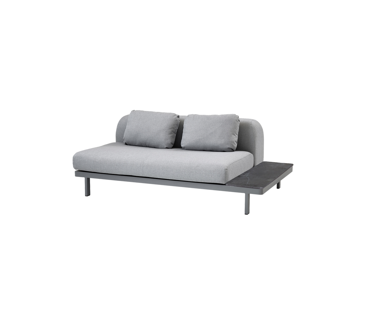 Cane-line Space 2-seter sofa, AirTouch – Light grey, AirTouch m/QuickDry & Airflow / Light grey, AirTouch m/QuickDry & Airflow / Fossil black, keramikk