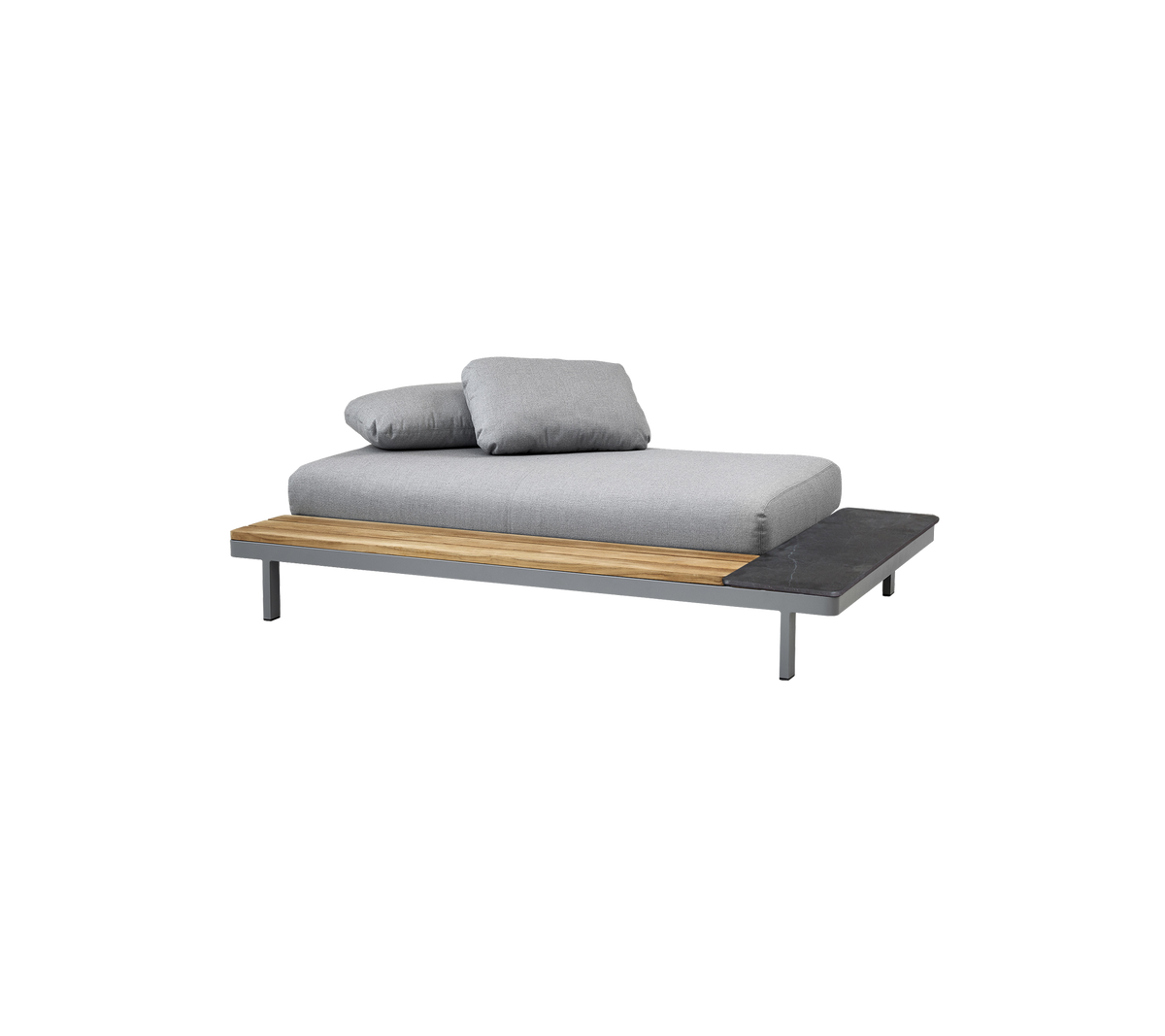 Cane-line Space 2-seter sofa, AirTouch – Light grey, AirTouch m/QuickDry & Airflow / Teak / Fossil black, keramikk