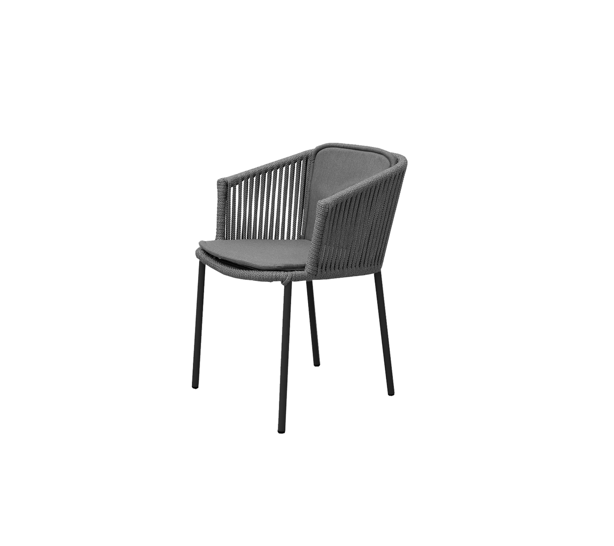 Cane-line Moments stol, stablebar – Dark grey, string open Soft Rope / Grey, Natté sete-/ryggpute