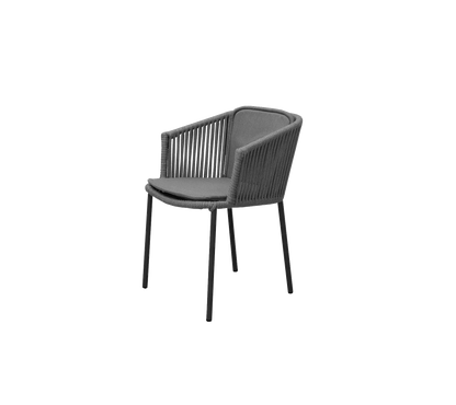 Cane-line Moments stol, stablebar – Dark grey, string open Soft Rope / Grey, Natté sete-/ryggpute