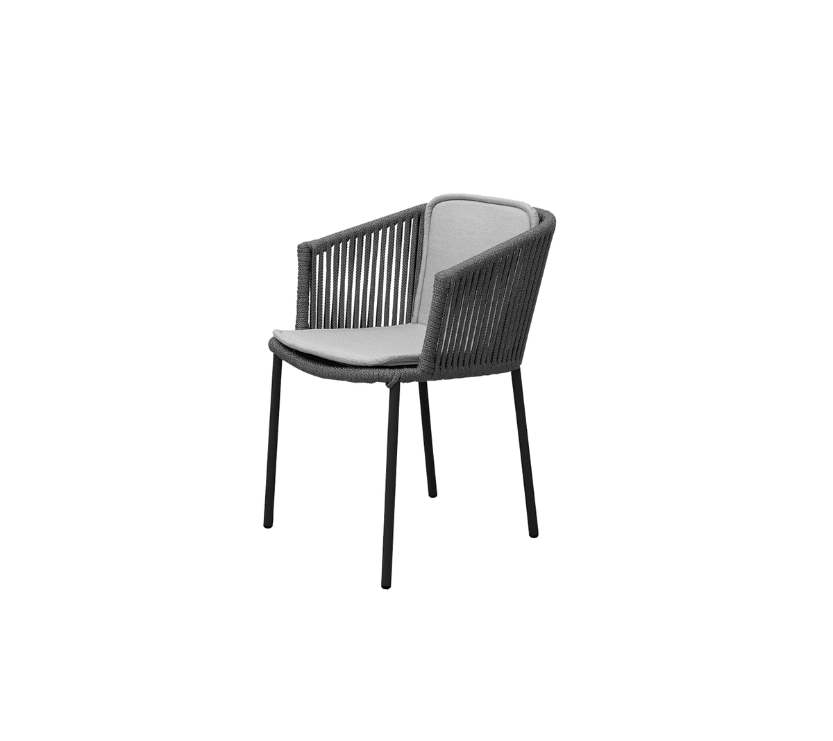 Cane-line Moments stol, stablebar – Dark grey, string open Soft Rope / Light grey, Natté sete-/ryggpute