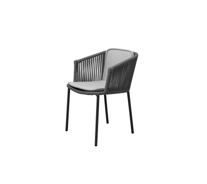 Cane-line Moments stol, stablebar – Dark grey, string open Soft Rope / Light grey, Natté sete-/ryggpute