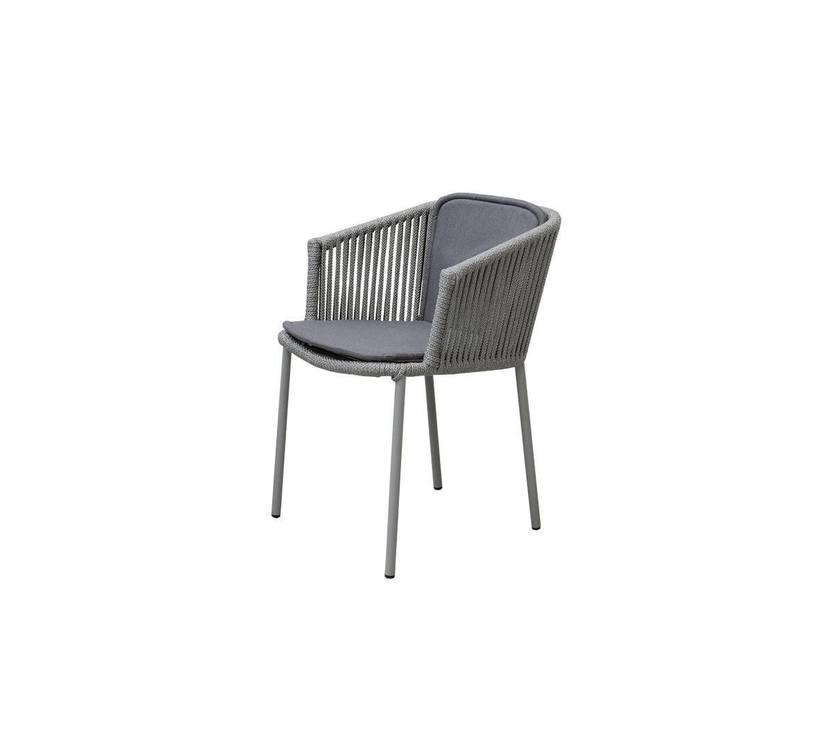 Cane-line Moments stol, stablebar – Grey, string open Soft Rope / Grey, Natté sete-/ryggpute