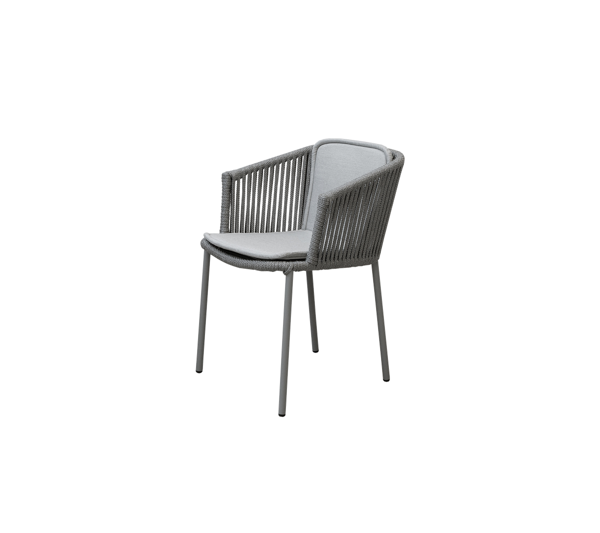Cane-line Moments stol, stablebar – Grey, string open Soft Rope / Light grey, Natté sete-/ryggpute