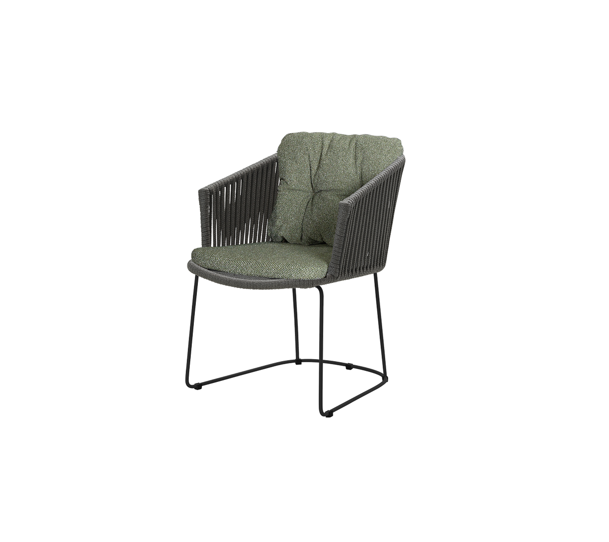 Cane-line Moments stol m/armlener – Dark grey, string open Soft Rope / Dark green, Wove