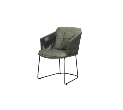 Cane-line Moments stol m/armlener – Dark grey, string open Soft Rope / Dark green, Wove