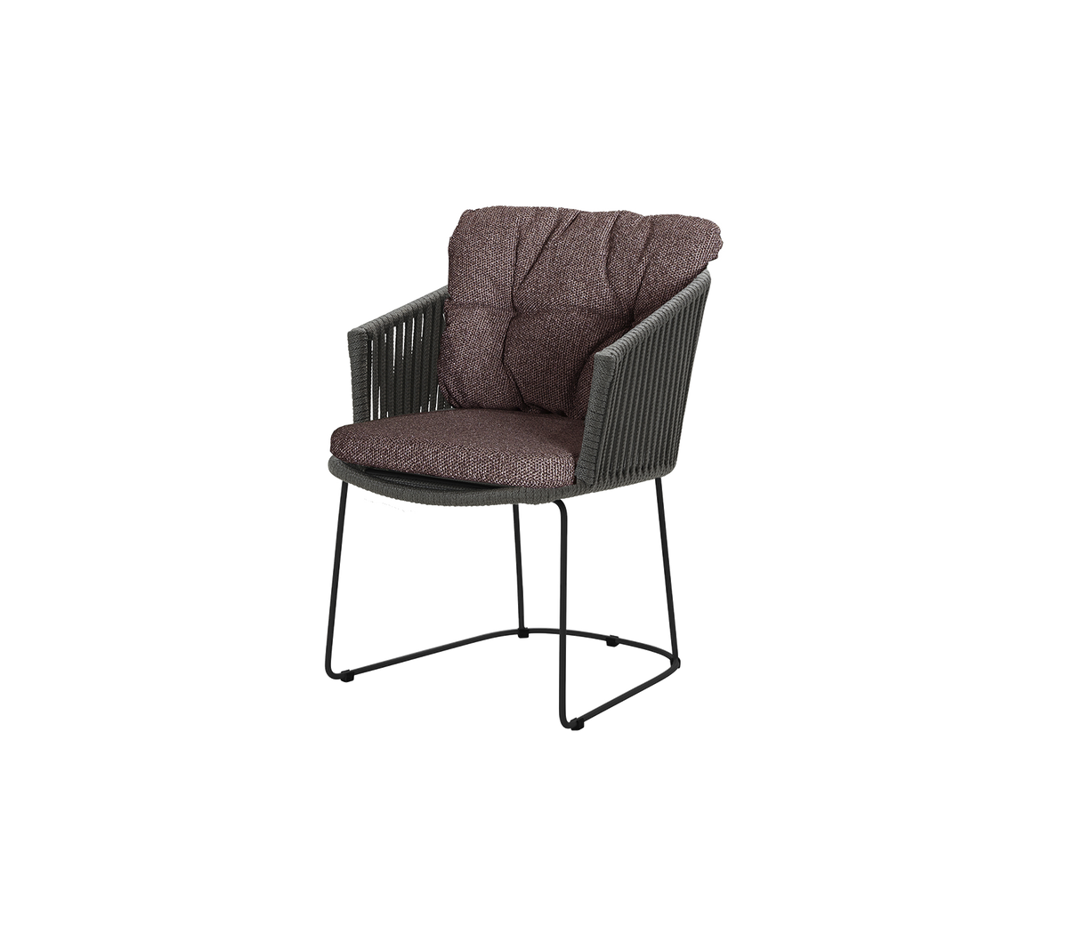 Cane-line Moments stol m/armlener – Dark grey, string open Soft Rope / Dark bordeaux, Wove