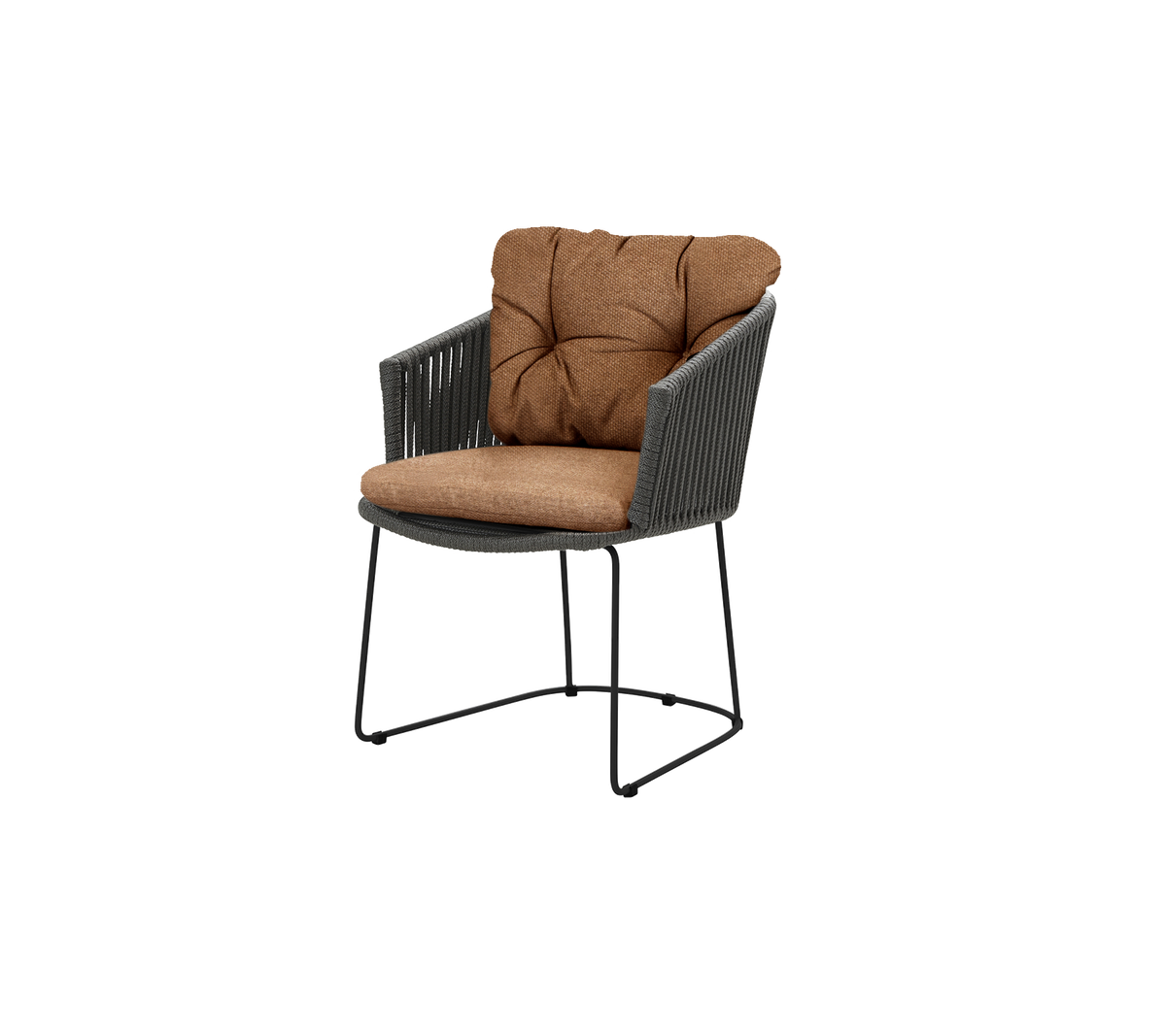 Cane-line Moments stol m/armlener – Dark grey, string open Soft Rope / Umber brown, Rise