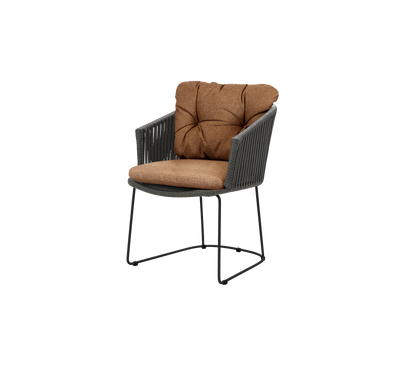 Cane-line Moments stol m/armlener – Dark grey, string open Soft Rope / Umber brown, Rise