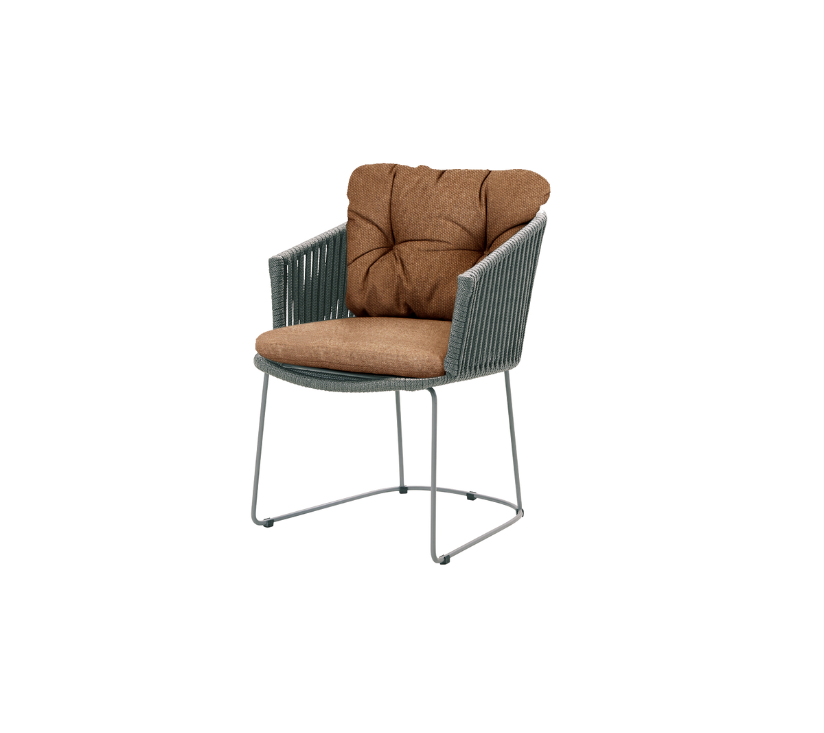 Cane-line Moments stol m/armlener – Grey, string open Soft Rope / Umber brown, Rise