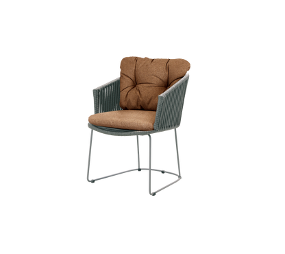 Cane-line Moments stol m/armlener – Grey, string open Soft Rope / Umber brown, Rise