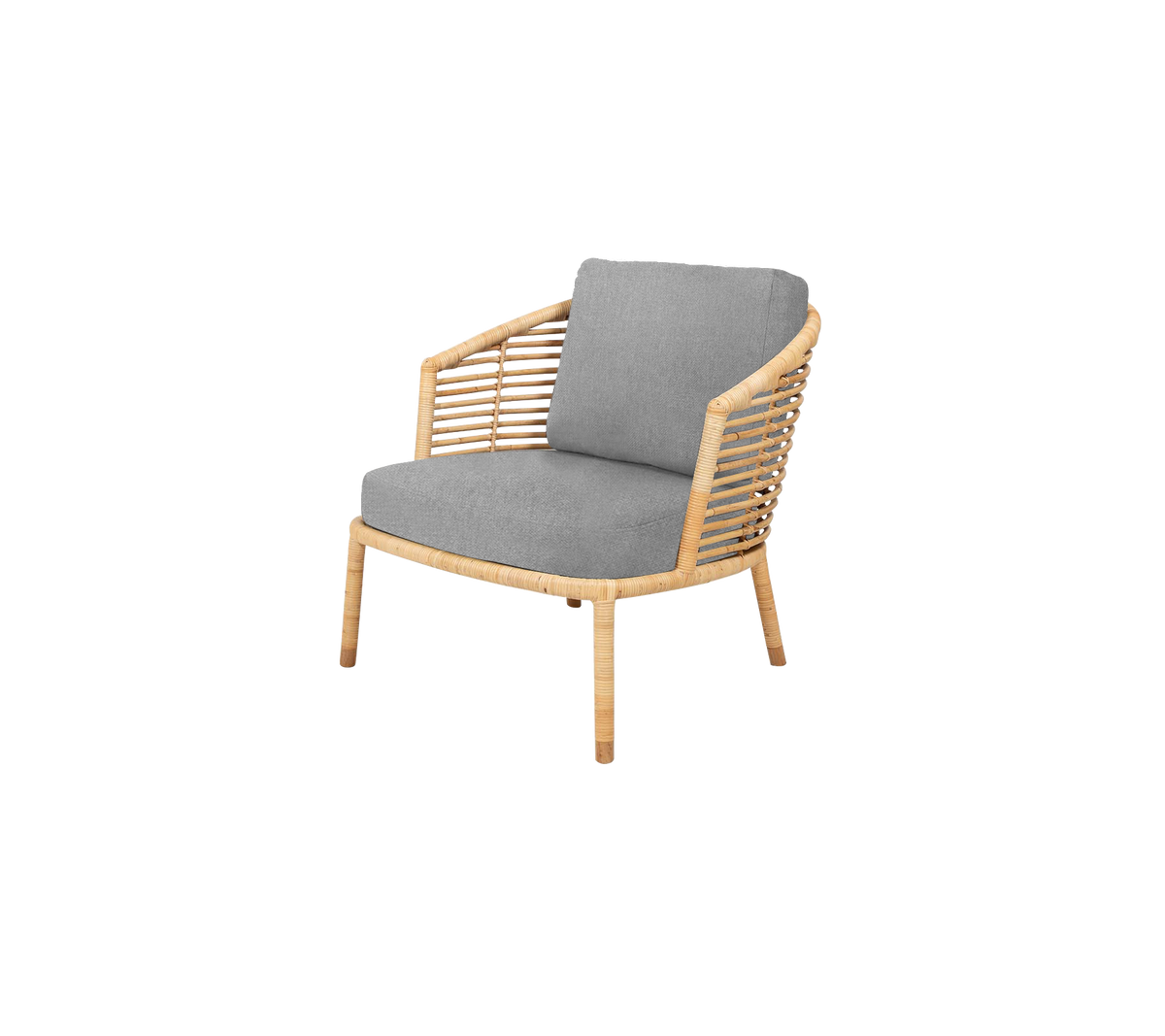 Cane-line Sense loungestol, rotting, indoor – Natural, large round sticks rotting / Light grey, Essence