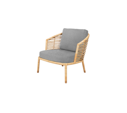 Cane-line Sense loungestol, rotting, indoor – Natural, large round sticks rotting / Light grey, Essence