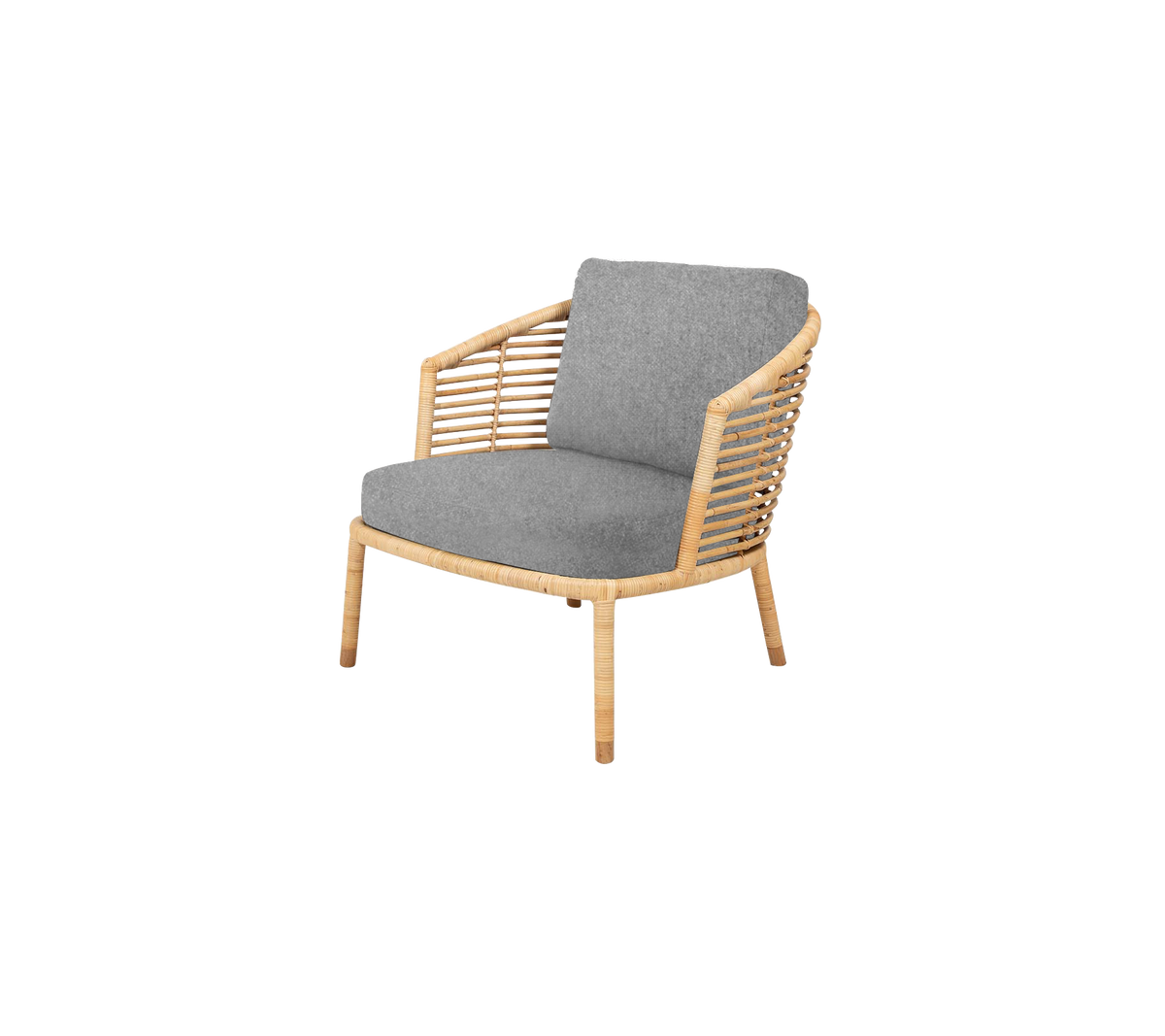 Cane-line Sense loungestol, rotting, indoor – Natural, large round sticks rotting / Light grey, Zen