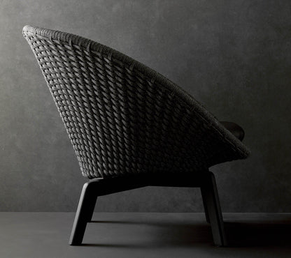 Cane-line Peacock loungestol med svarte teakbein, indoor, inkl. putesett Smoky Flavour
