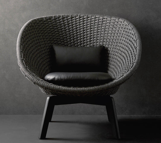 Cane-line Peacock loungestol med svarte teakbein, indoor, inkl. putesett Smoky Flavour