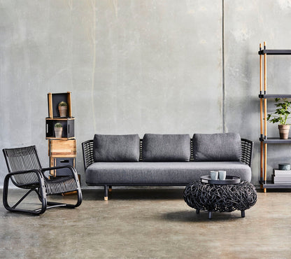 Cane-line Sense 3-seter sofa, Black rotting, indoor