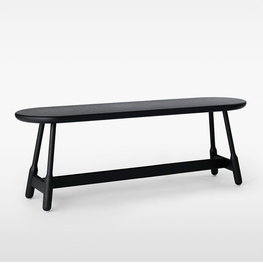 Massproductions Albert benk – L 160 cm / Svartbeiset ask