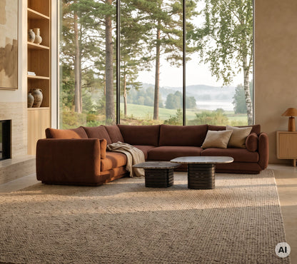 Cane-line Mellow sofabord medium 70×70 cm, mahogni m/Emperador marmorplate – miljøbilde 3