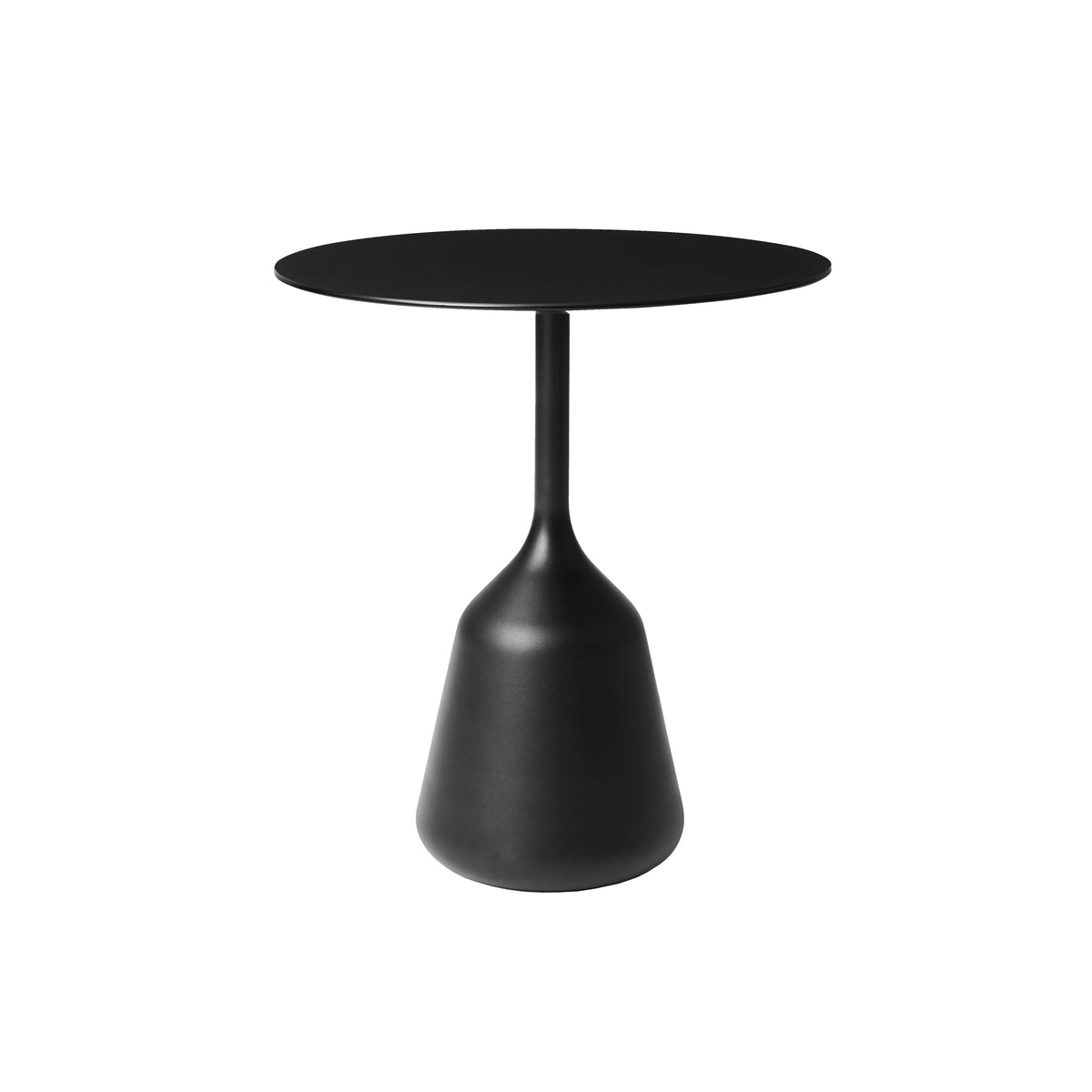 Wendelbo Coin sidebord, høy (ø45 cm, h 50 cm) – Svart laminat, svart understell