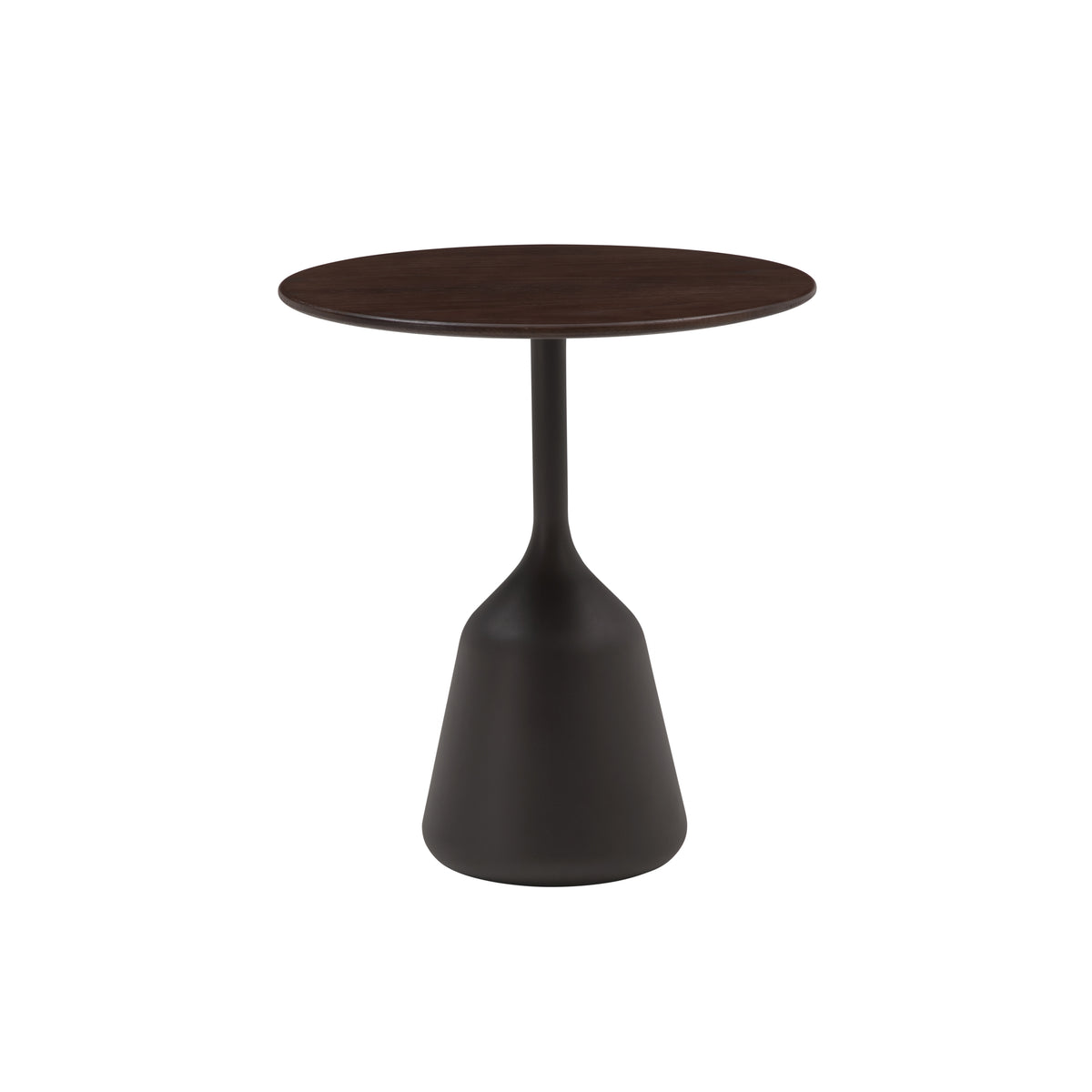 Wendelbo Coin sidebord, høy (ø45 cm, h 50 cm) – Brunbeiset eikefinér, brunt understell