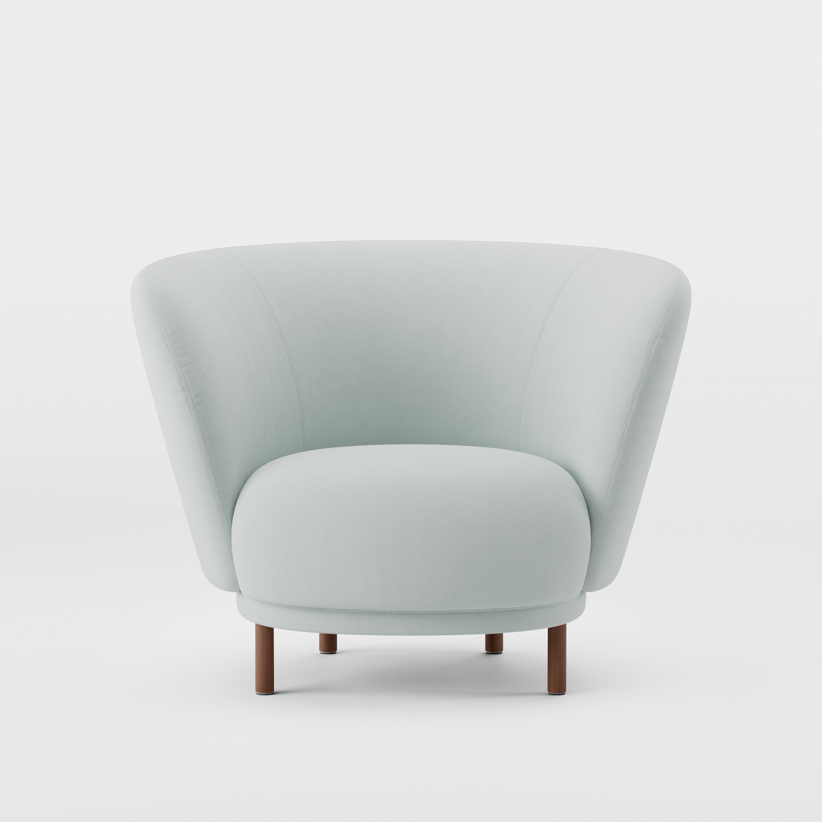 Massproductions Dandy lenestol – Romo Linara 253 Swedish Grey, Valnøttbeiset bøk