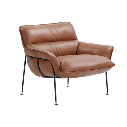 Wendelbo Duvet loungestol, svarte ben – Parma Cognac (lær)