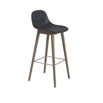 Muuto Fiber Bar Stool barstol H75 med trebein, uten rygg, polstret. Velg tekstil
