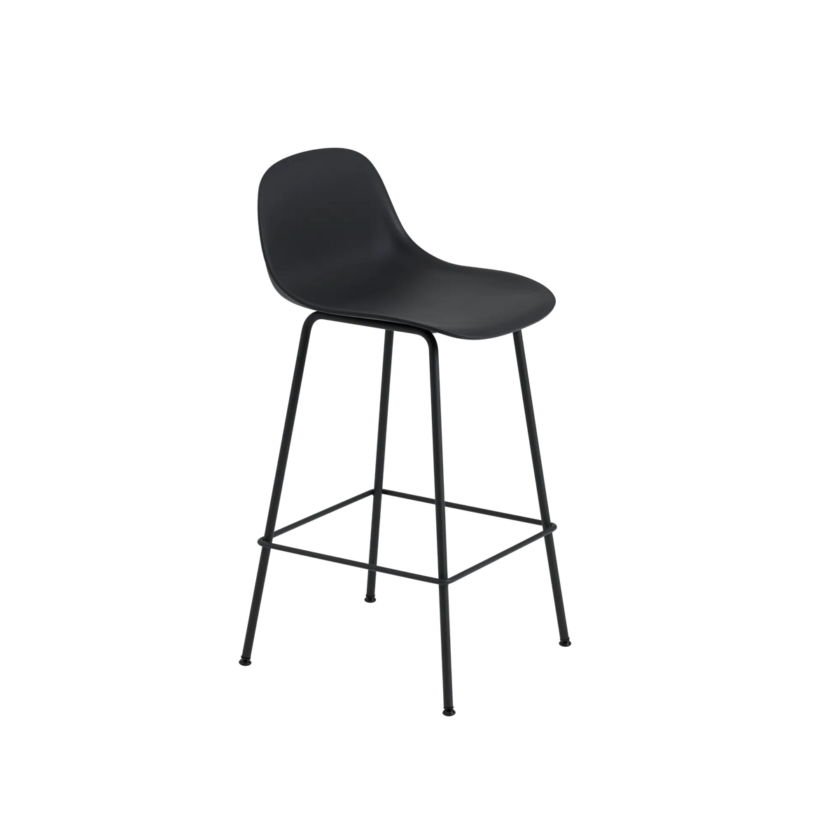 Muuto Fiber Counter Stool barkrakk H65 med rørunderstell, uten rygg, polstret. Velg tekstil