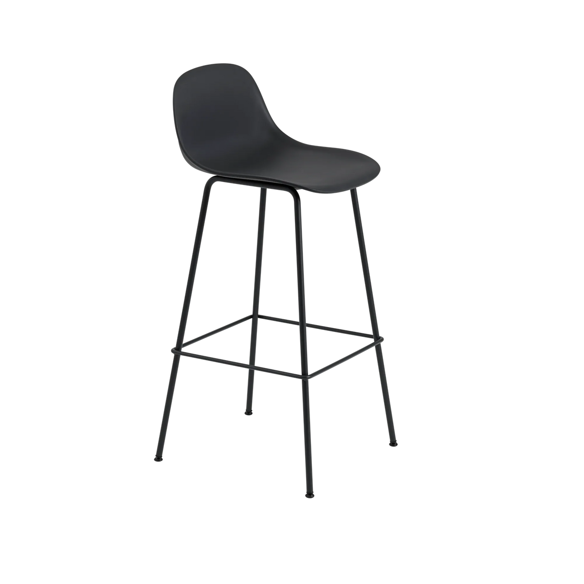 Muuto Fiber Bar Stool barstol H75 med rørunderstell, uten polstring. Velg understell og skall