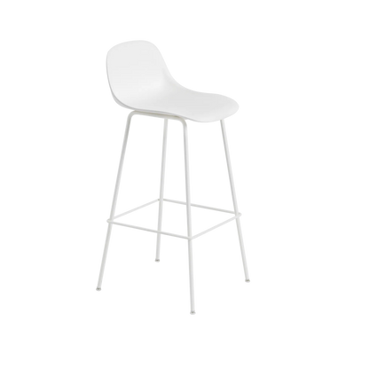 Muuto Fiber Bar Stool barstol H75 med rørunderstell, uten polstring. Velg understell og skall