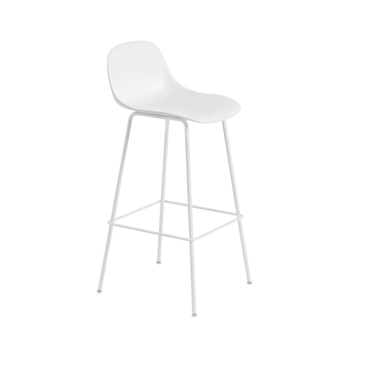 Muuto Fiber Bar Stool barstol H75 med rørunderstell, med rygg, polstret. Velg tekstil