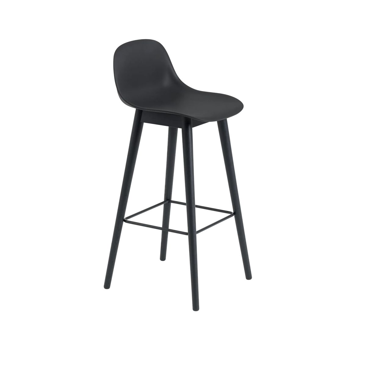 Muuto Fiber Bar Stool barstol H75 med trebein, uten polstring. Velg understell og skall