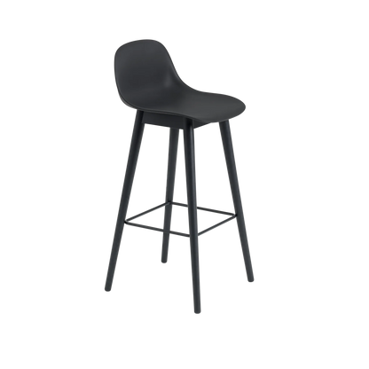 Muuto Fiber Bar Stool barstol H75 med trebein, uten rygg, polstret. Velg tekstil