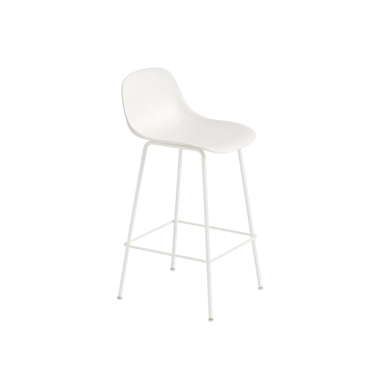 Muuto Fiber Counter Stool barkrakk H65 med rørunderstell, uten rygg, polstret. Velg tekstil