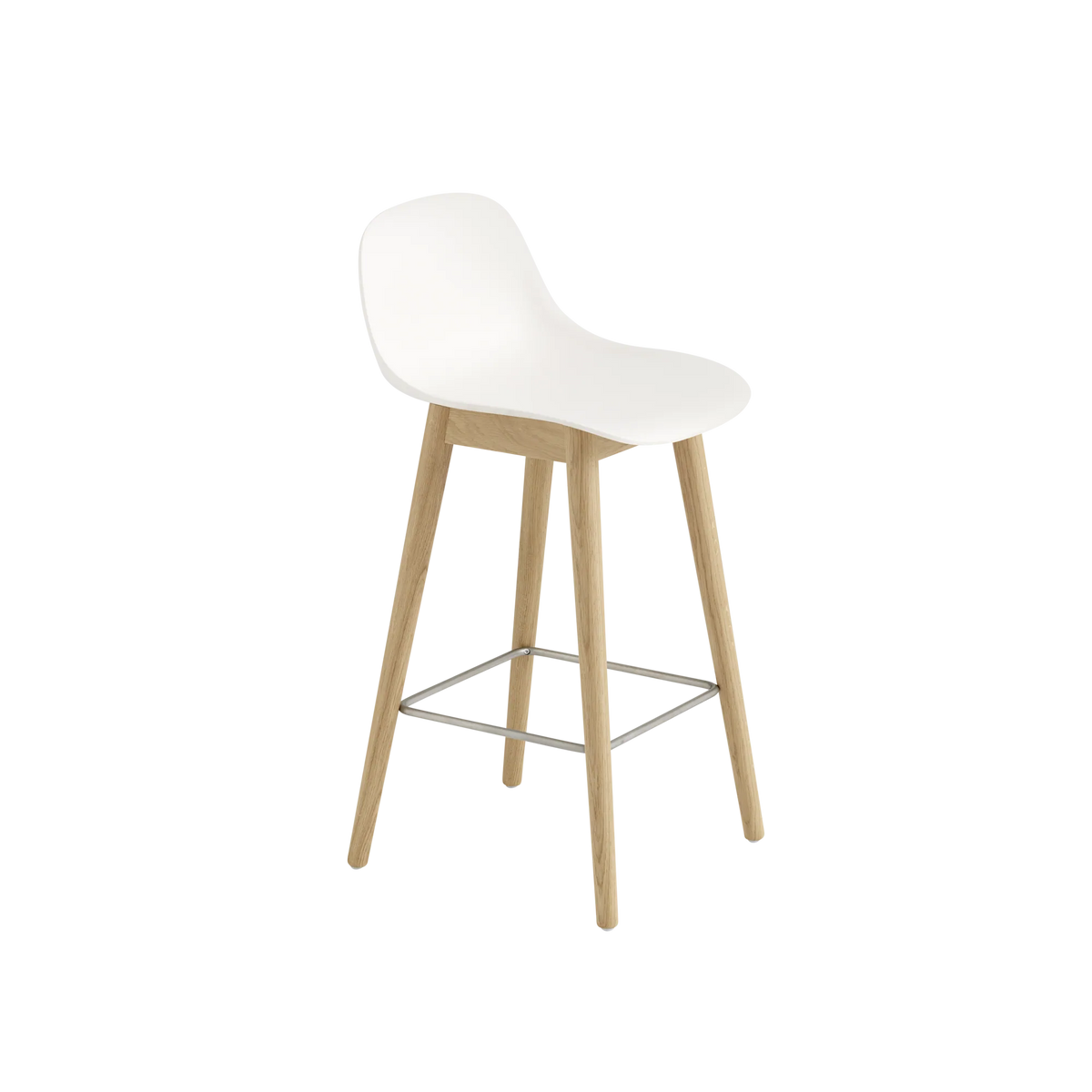 Muuto Fiber Counter Stool barkrakk H65 med trebein, uten polstring. Velg understell og skall