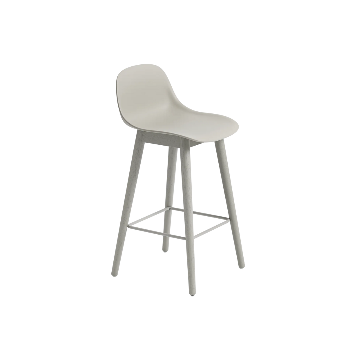 Muuto Fiber Bar Stool barstol H75 med trebein, med rygg, polstret. Velg tekstil