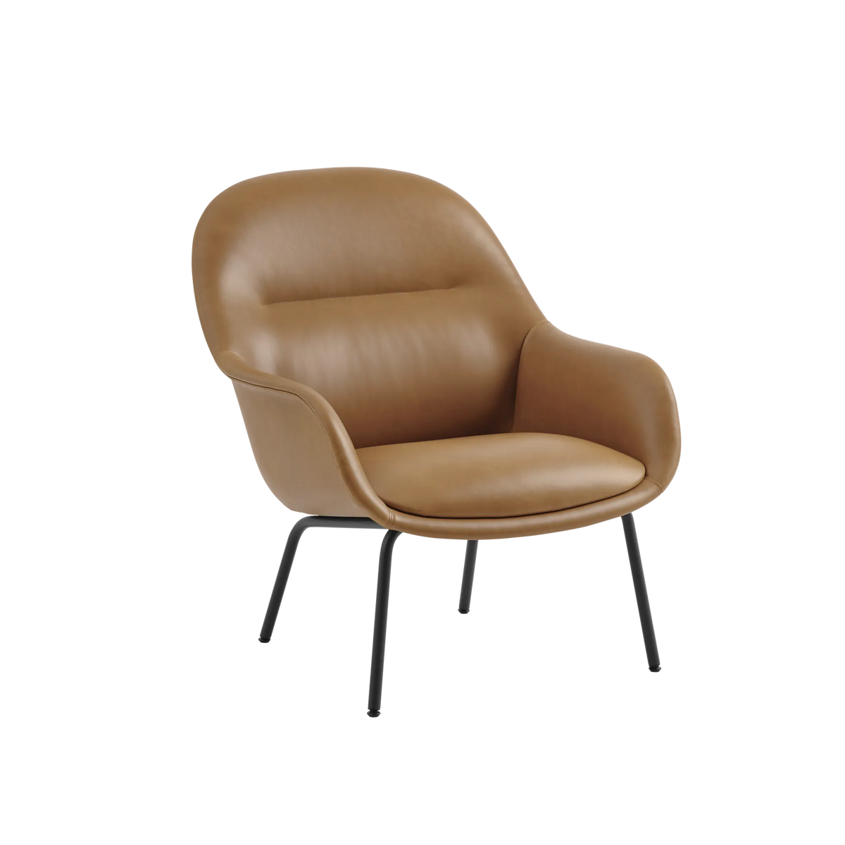 Muuto Fiber Lounge Armchair loungestol med armlener og rørunderstell. Velg tekstil