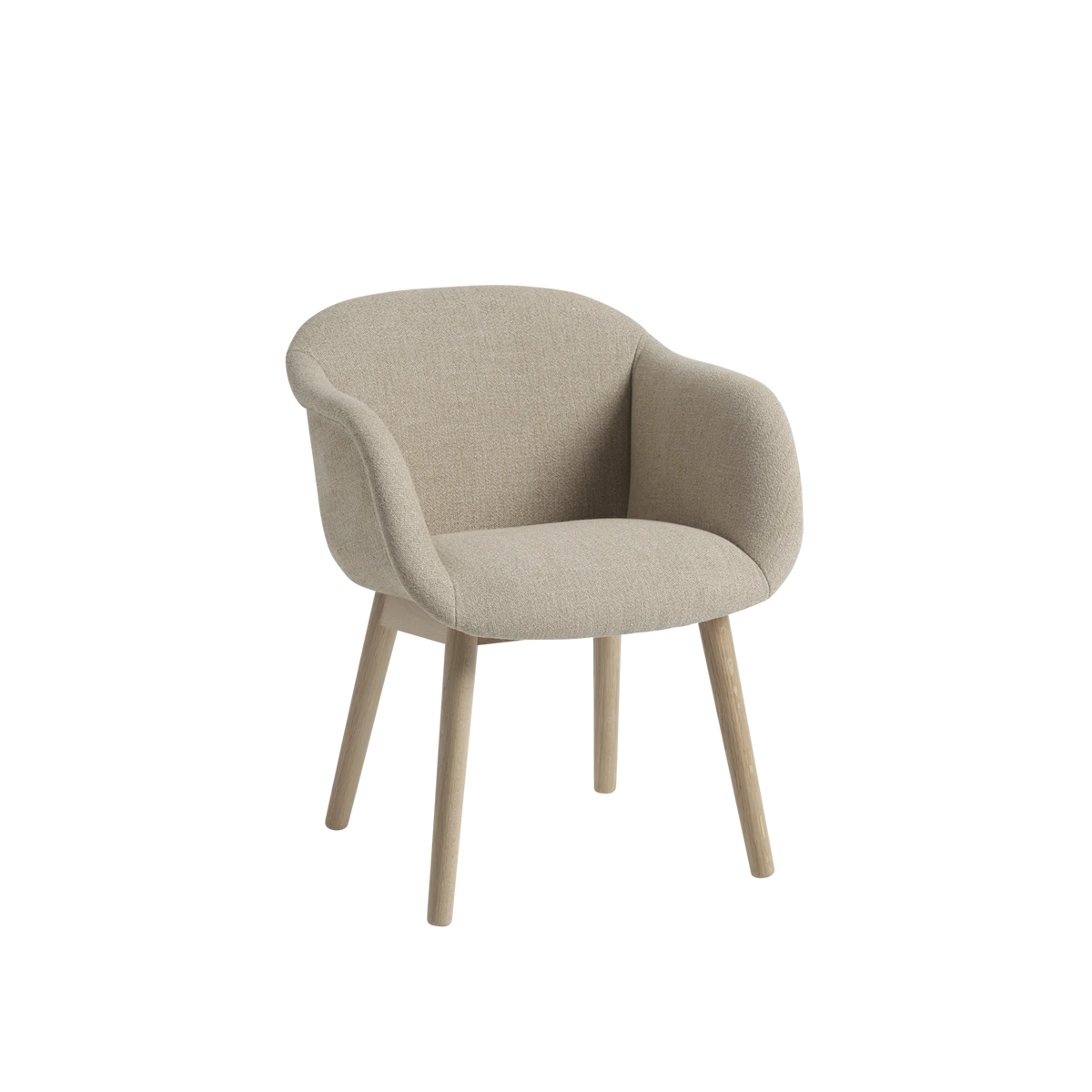 Muuto Fiber Soft Armchair polstret stol med armlener og trebein. Velg tekstil
