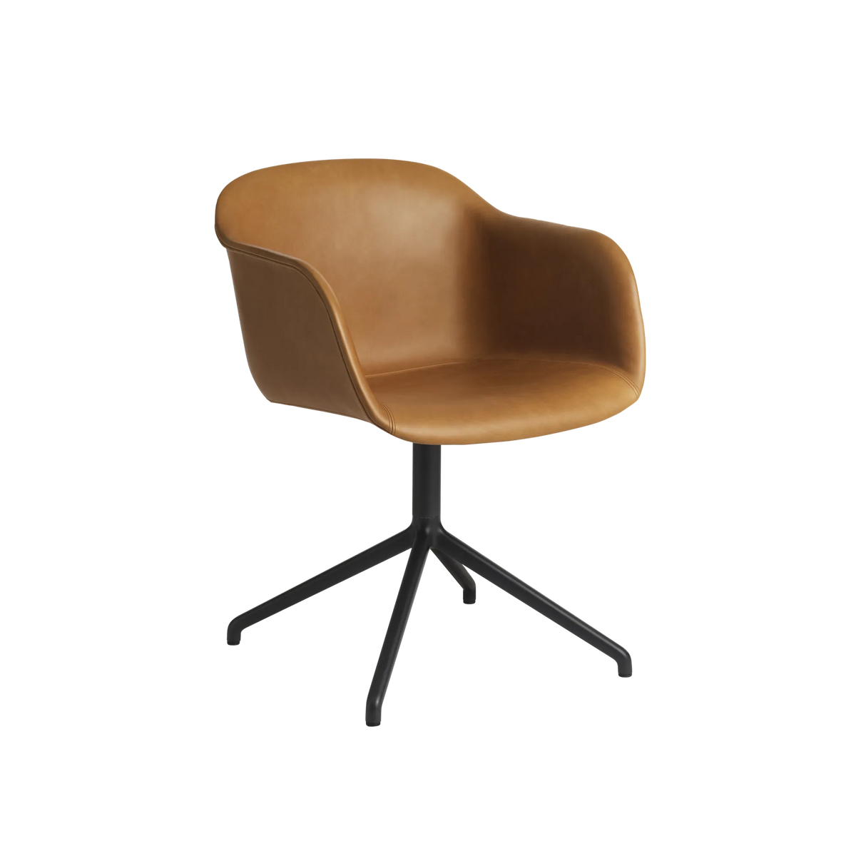 Muuto Fiber Armchair stol med armlener og svingbart understell, polstret. Velg tekstil