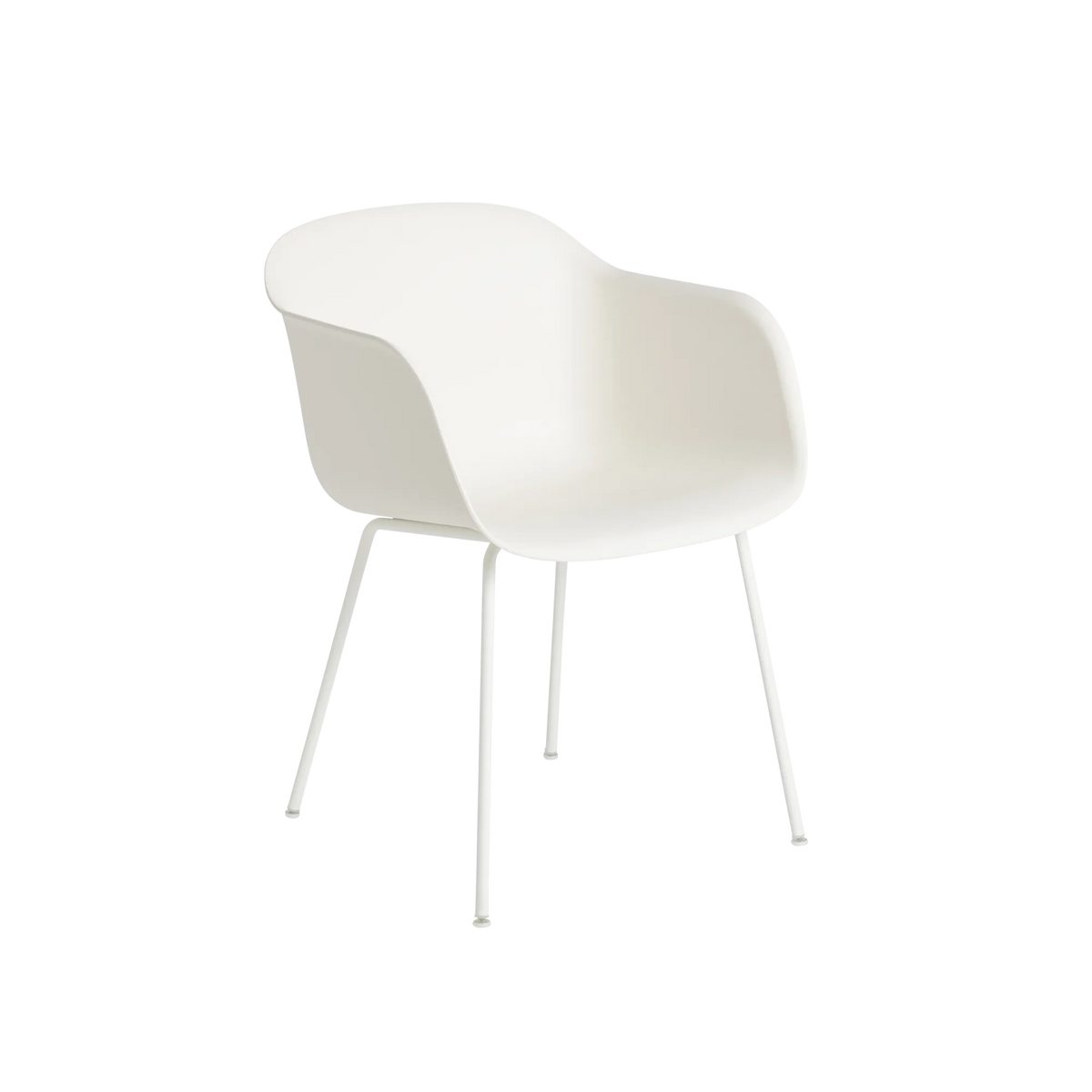 Muuto Fiber Armchair stol med armlener og rørunderstell, frontpolstret. Velg tekstil