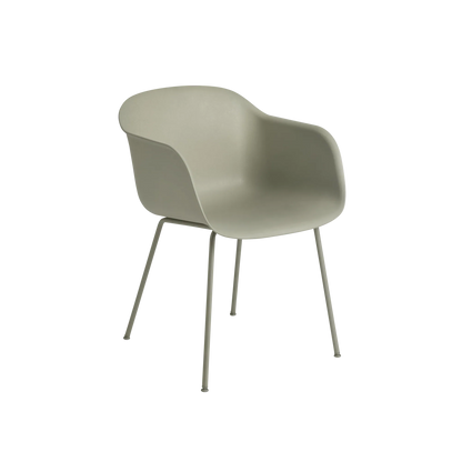Muuto Fiber Armchair stol med armlener og rørunderstell, uten polstring. Velg understell og skall