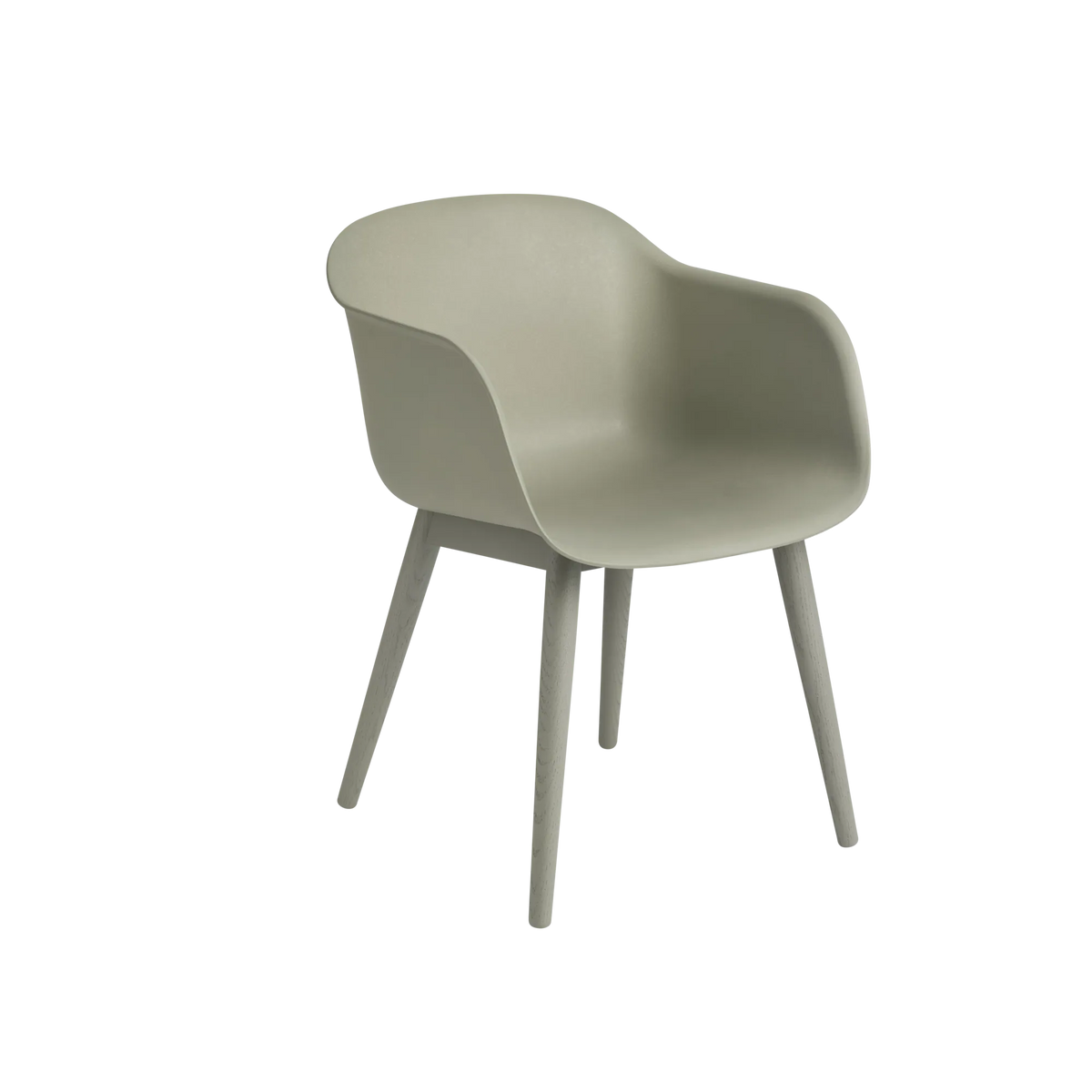 Muuto Fiber Armchair stol med armlener og trebein, polstret. Velg tekstil