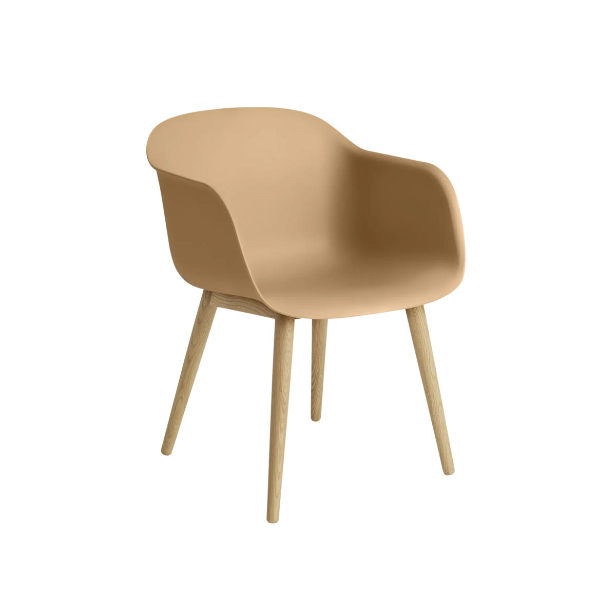 Muuto Fiber Armchair stol med armlener og trebein, polstret. Velg tekstil