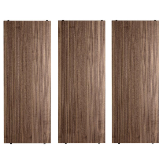 String hyllepakke. 3.pk. 78 x 30 cm i valnøtt. Bestillingsvare.