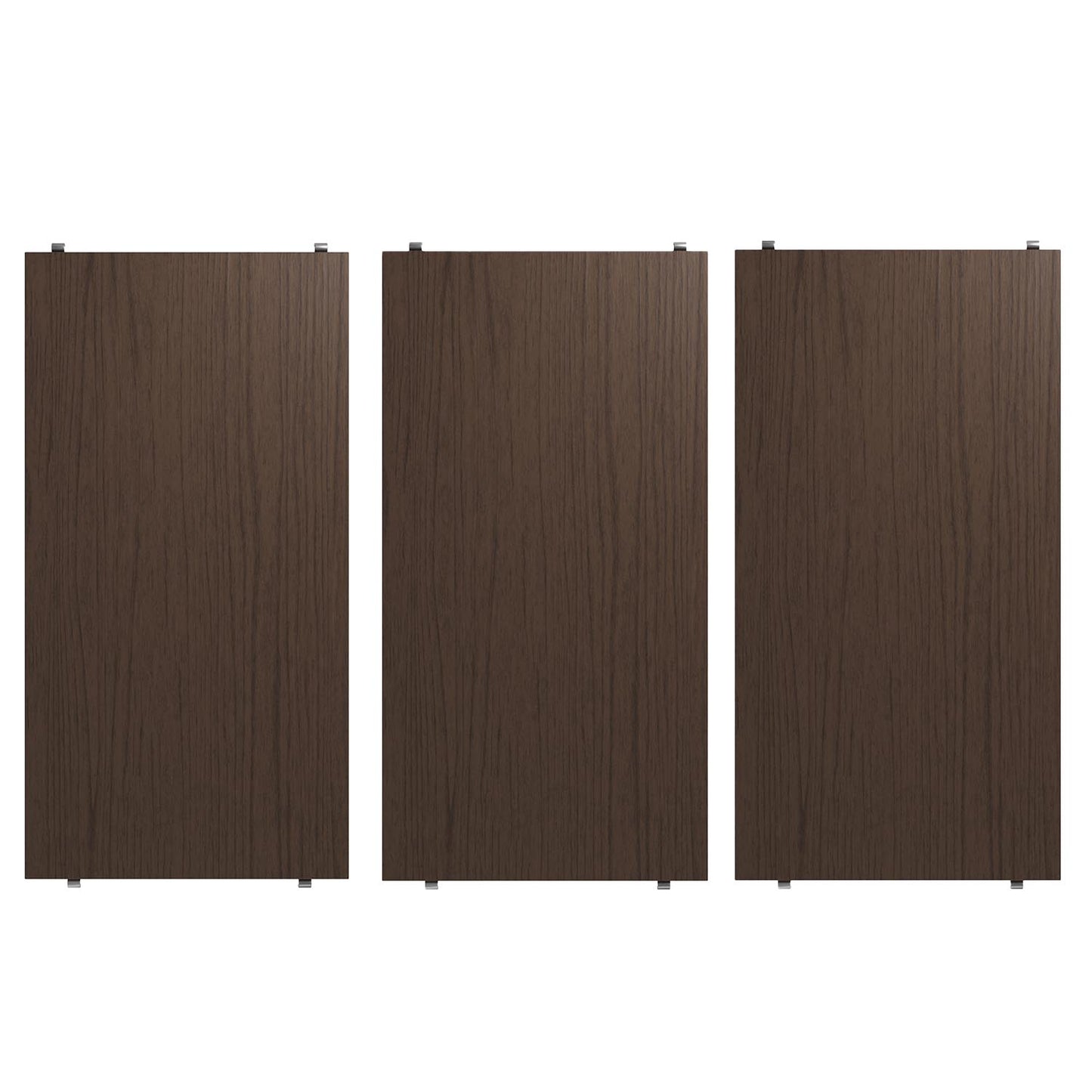 String hyllepakke. 3.pk. 58 x 30 i mørkebrun eik. NYHET! Bestillingsvare.
