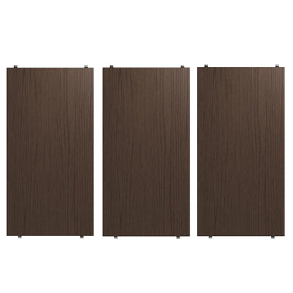 String hyllepakke. 3.pk. 58 x 30 i mørkebrun eik. NYHET! Bestillingsvare.