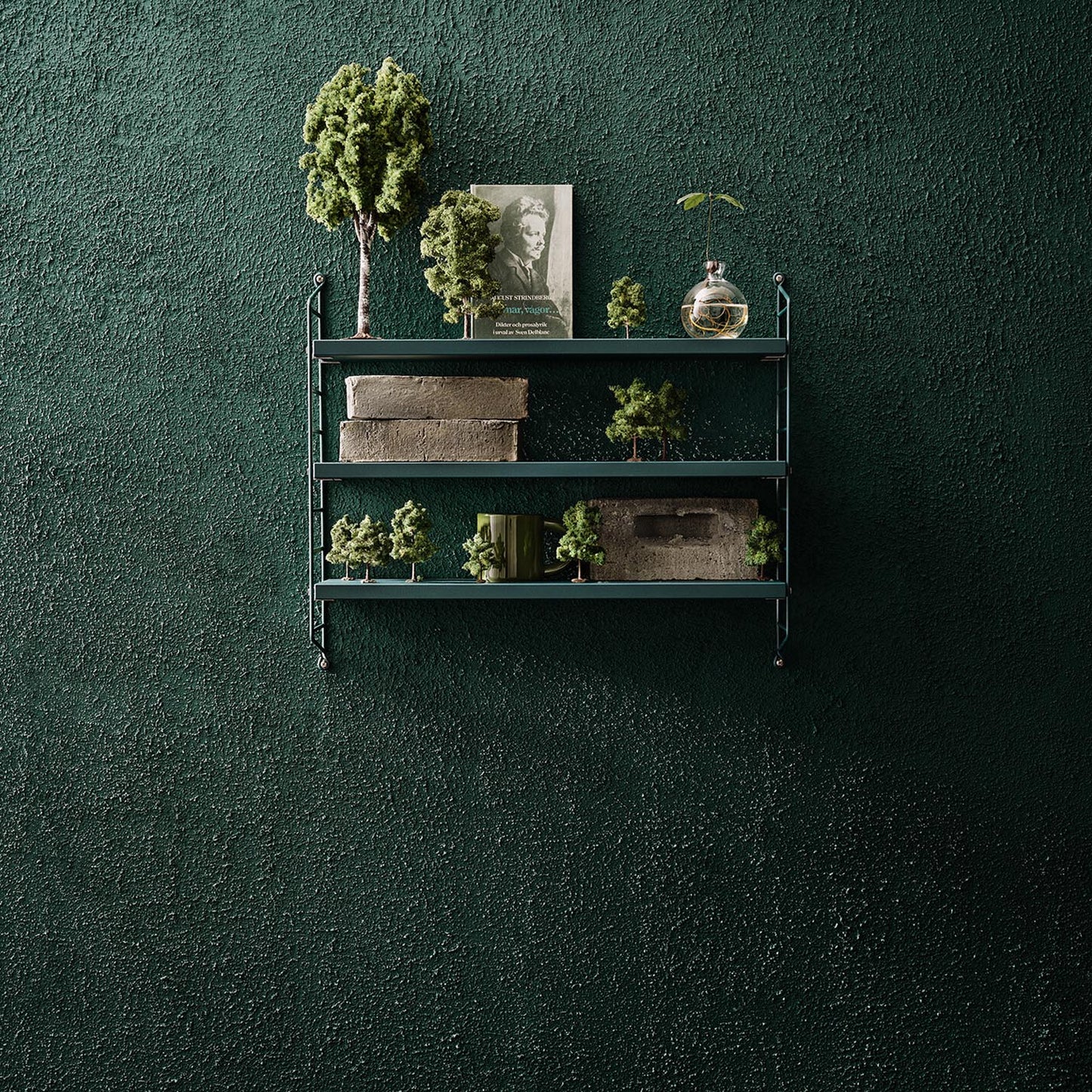 String pocket hylle i tegnèrgrøn. Bestillingsvare.