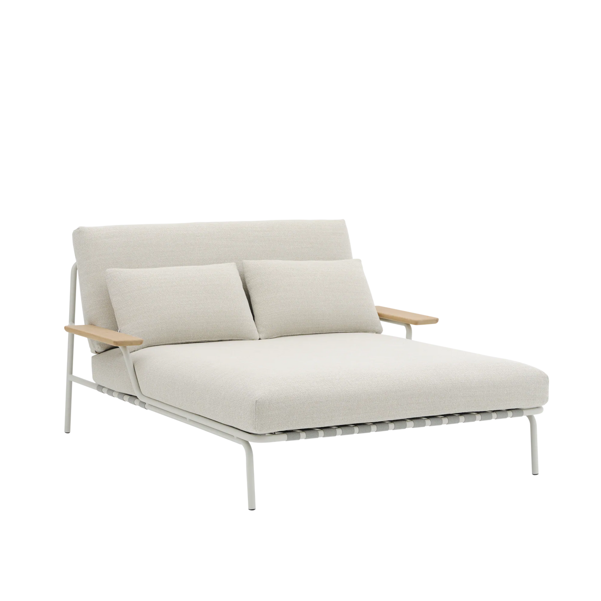 Muuto Settle utendørs daybed med armlene. Velg tekstil